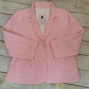 Gap Seersucker Blazer in Pink EUC